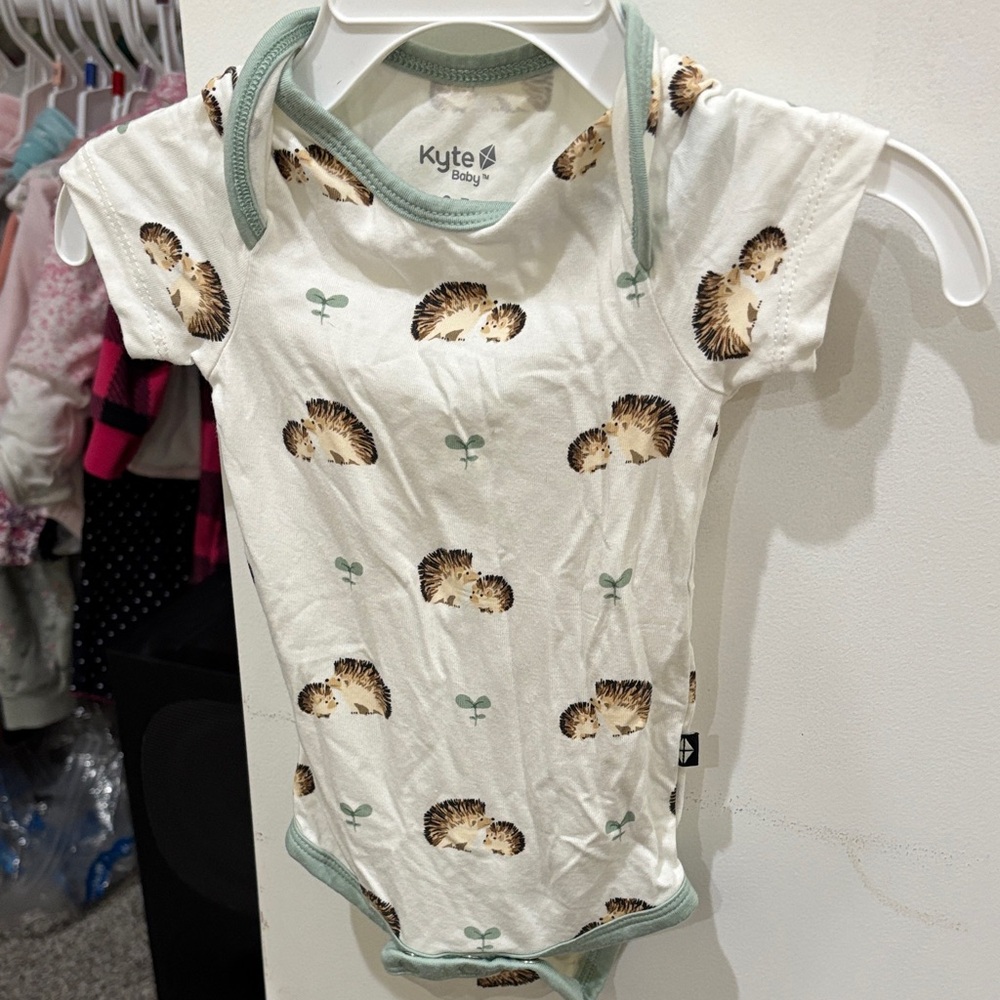 Kyte BABY Cream Onesie with Hedgehog Design